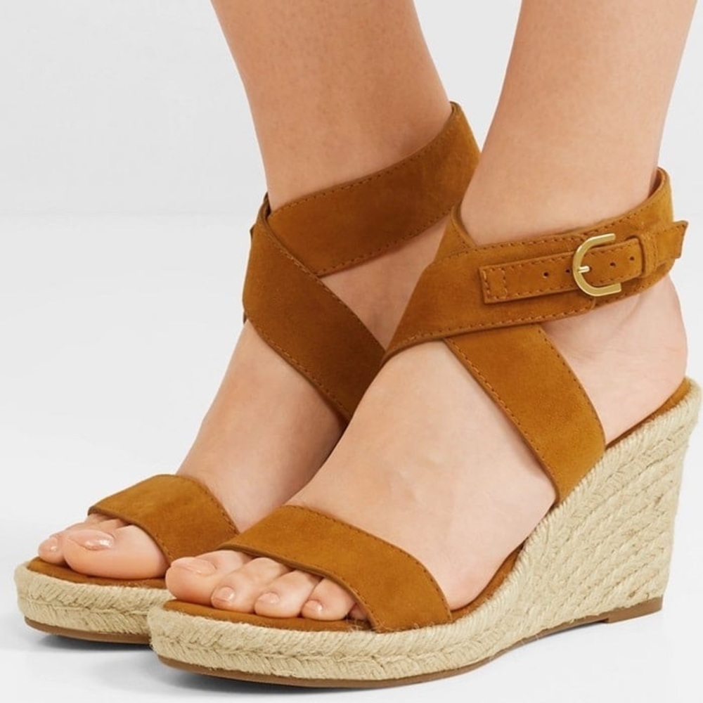 Stuart Weitzmann Lexia Suede Wedge Espadrille Sandals